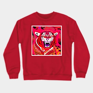 wild chinese tiger in totonac pattern ecopop wallpaper art Crewneck Sweatshirt